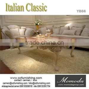 YB66 Italian Solid Wood Antique Table/Baroque Style Luxury Coffee Table Italian Gold Leaf Furniture thumbnail-2