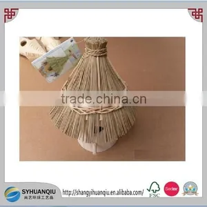 Wooden Bird Cage of Straw Roof for One Bird thumbnail-1