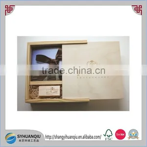 High Quality Custom Pine Wooden USB Box With Sliding Lid and Customized Logo thumbnail-1