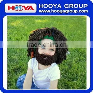 Mens Barbarian Knit Mustache Cap Beard Mask Hat Detachable Beard Beanie Hats thumbnail-1