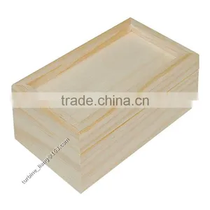 Unfinished Wooden Box With Raised Edges thumbnail-1