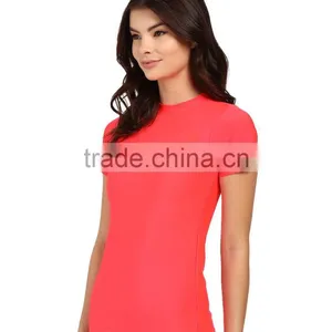 OEM Swimwear And Beachwear Core Loose Short Sleeve Rashguard UPF 50 Skinny High Neck Swimsuit Surf Swim Rash Guard Shirt Lady thumbnail-2
