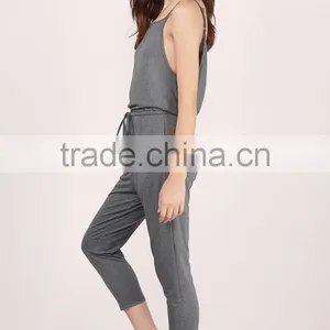 Wholesale Fashion Women Clothing Spaghetti Straps Casual Cheap Cotton Romper Backless Sexy Slim Fit Bodycon Jumpsuit thumbnail-3