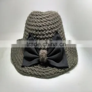 Korean Big Bow Winter Knitting Wool Hat Outdoor Leisure Hat thumbnail-1