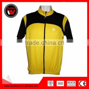 Black Yellow Full Zip Cycling Jersey Shirt Waiting for Your Design thumbnail-1