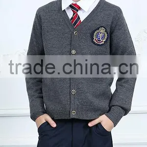 British Style Cardigan Kids Sweater 100% Cotton Primary School Uniform Designs thumbnail-3