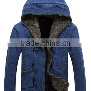 Button Down Pattern Sweater Jersey Heavy Knit Cardigan Man thumbnail-1