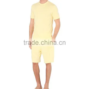 Men's Yellow Blank Summer Wholesale Cotton Pajamas thumbnail-1