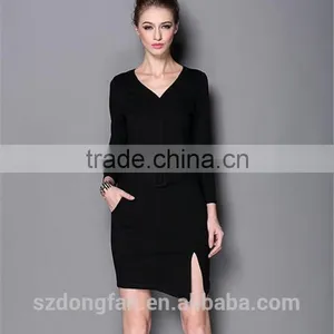 New V-neck Morality Short Sleeve Hip Thin Elegant Fair Maiden Dress thumbnail-1