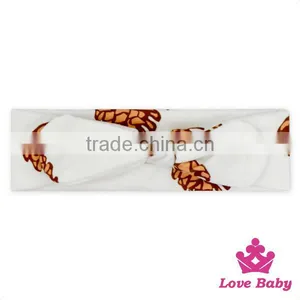 Wholesale Fashion Floral Clover Pattern Kids Cotton Knit Baby Bow Headband Accessories thumbnail-2