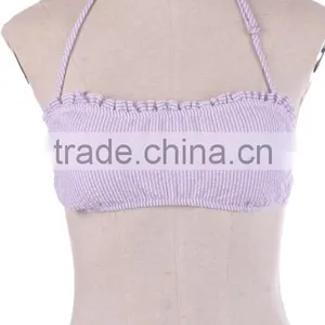 Whlolesale Hot Sale Monogrammed Seersucker Ruffle Bandeau Top thumbnail-1