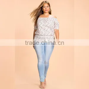 Allover 7xl Plus Size Fat Women's Clothing off Shoulder Floral Blouse thumbnail-4