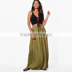 Drapey Hippie Boho Style Casual Women's Maxi Skirt With Pockets thumbnail-2
