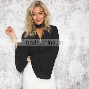 High Collar Lace Long Sleeve T-shirt Tailored thumbnail-4