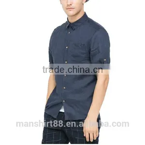 2017 CUSTOM ONE POCKET LINEN CASUAL MEN SHIRT thumbnail-1