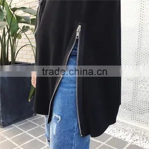 2017 New Style Women Zip up Cotton t Shirts With Wholesale Price thumbnail-3