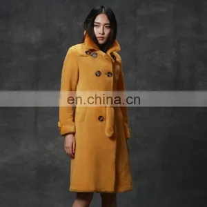 New Style Double Breasted Merino Sheep Shearling Fur Coat thumbnail-4