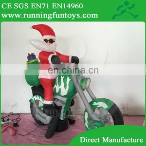 Christmas Inflatable Santa Claus on Motorcycle, Air Blown Santa Riding Motocycle thumbnail-1