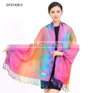 Customized Colorful Fashion Girl Thick Wool Pashmina Stole thumbnail-4