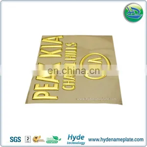 3D High Glossy Gold Flexible Soft Plastic Label Used on Cars thumbnail-6