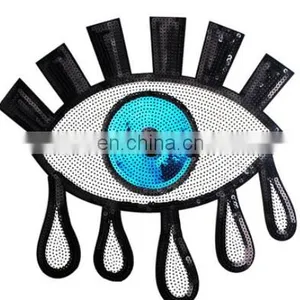 Sequins Patches Sewing Embroidery Patch EYE Motif Applique Sewing On Sequins thumbnail-4