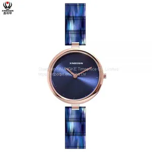 XINBOQIN Supplier Custom LOGO Tide Brand Waterproof Japan Movement Quartz Acetate Women's Watch thumbnail-3
