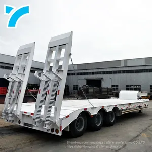 Made in China Gooseneck Low Platform Semi Low Flatbed Trailer Lowbed Truck Trailer for Sale thumbnail-4