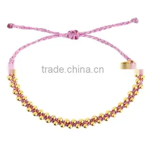 Girls Gift Pink Wax Cord Braided Metal Bracelet for Friend 2015 New thumbnail-6