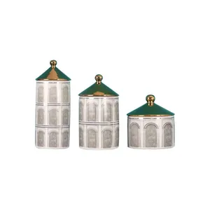 Roman Church Chinese Modern Simple Grey Ceramic Vase With Green Lid For Showroom Decor thumbnail-5