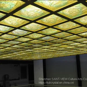 Crystal Glass Liuli Buddha Statues Wall Decor Tiles for Architecture Customize thumbnail-3