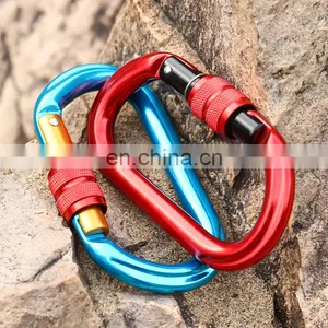 JRSGS Wholesale High Strength 25kN Aluminum Alloy O-Shape Screwgate Snap Hook Carabiner Clip for Climbing S7108B thumbnail-1