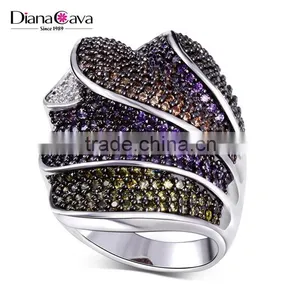 Gorgeous Chunky Party Look Color Cubic Zirconia 18K Gold Plated Deluxe Jewelry Ring thumbnail-1