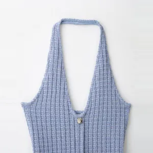 New Women's European and American Style Fashionable Elastic Neck Hanging Collar Dress thumbnail-3