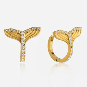 C-Shaped Hoop Earrings Stainless Steel Gold Plated Unisex Jewelry thumbnail-4