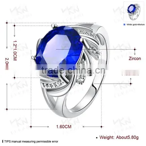 2015 Latest Popular Single Big Blue Neelam Stone Gold Ring Designs for Women Ladies Quality Choice thumbnail-3