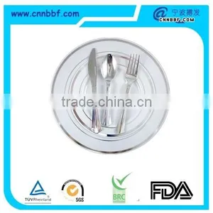 Luxury PS Plastic Party Tableware Set With Silver Rim thumbnail-1