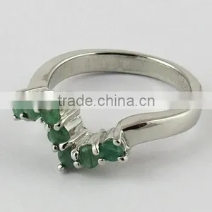 Delicate Green Emarald Ring, Gemstone Silver Jewellery, 925 Silver Jewellery thumbnail-1