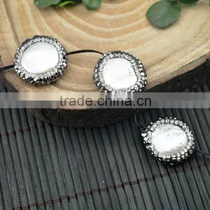 LFD-002B Finding ~ Druzy Round Shape Pearl Pave Rhinestone Connectors Spacer Beads Jewelry Making thumbnail-2
