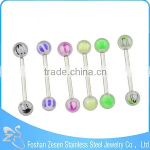 2016 Fashion Colorful UV Balls Steel Bar Personalized Tongue Rings thumbnail-3