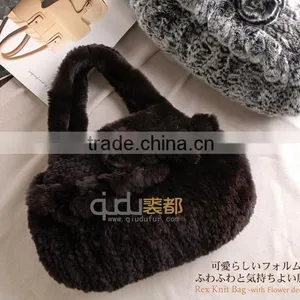 QD-LT8980 Factory Direct Sale Fur Handbag Cute Rex Rabbit Fur Handbag thumbnail-1