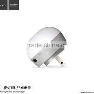 HOCO H1 Mini Night Light Smart Charger For Universal Mobile Phone Quick Charging 2.1A Double USB Charger Adapter US Plug MT-5603 thumbnail-4