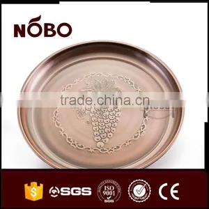 Ancient Copper Embossed Grape Plate, Stainless Steel Non-slip Serving Tray thumbnail-1