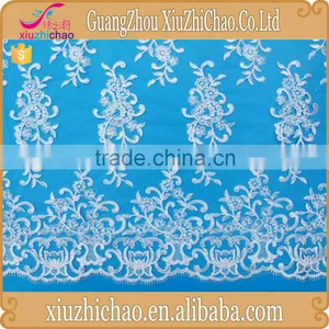 M0107 Bridal Dress Embroidered Ivory Cord Lace Fabric Wedding Dress Tulle Fabric thumbnail-2