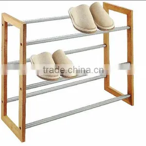 Rubber Wood& Chrome Plating High Quality Shoe Rack thumbnail-1