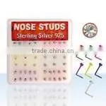 925 Sterling Silver Gold Nose Jewelry Withcrystals thumbnail-1