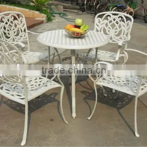 Outdoor Cast Aluminum Chair and Table thumbnail-1