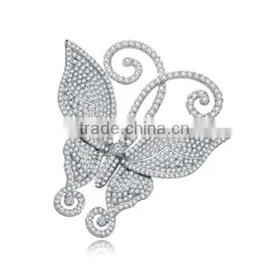 Platinum Plated Designer Fairy Butterfly Brooch With AAA+ Cz Micro Pave Setting for Women and Men thumbnail-1