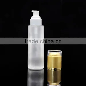 Frosty 80ml Glass Cosmetic Container With Press Pump and Gold Cover Hot thumbnail-2