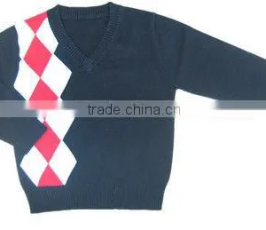 Fashion Diamond-shaped Pullover Children Sweater thumbnail-1