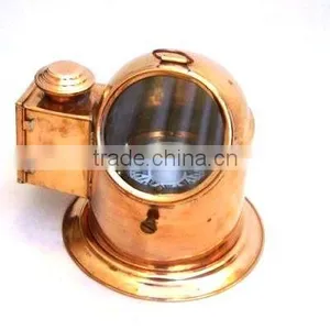 Copper and Brass Binnacle Compass With Oil Lamp 13476 thumbnail-1